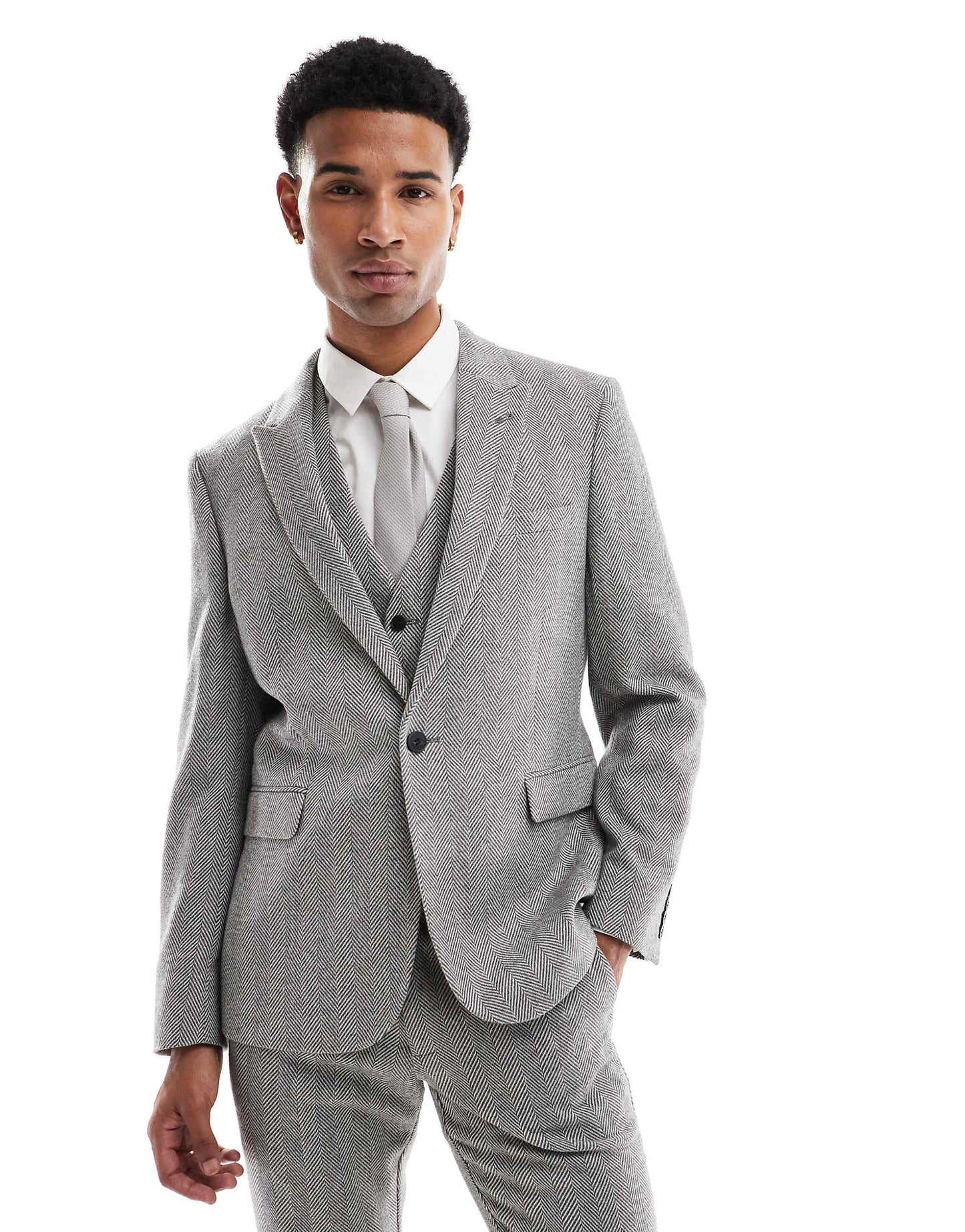 New Skinny Wool Blend Suit Jacket