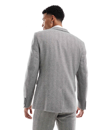 New Skinny Wool Blend Suit Jacket