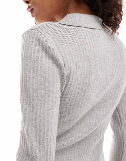 Rib Knit Button Front Cardigan