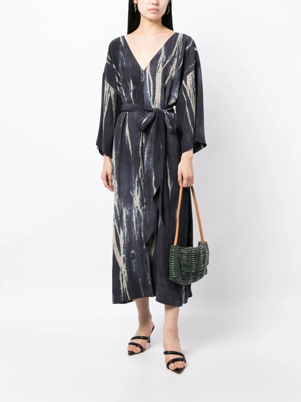 Abstract-Pattern Print V-Neck Dress