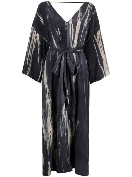 Abstract-Pattern Print V-Neck Dress