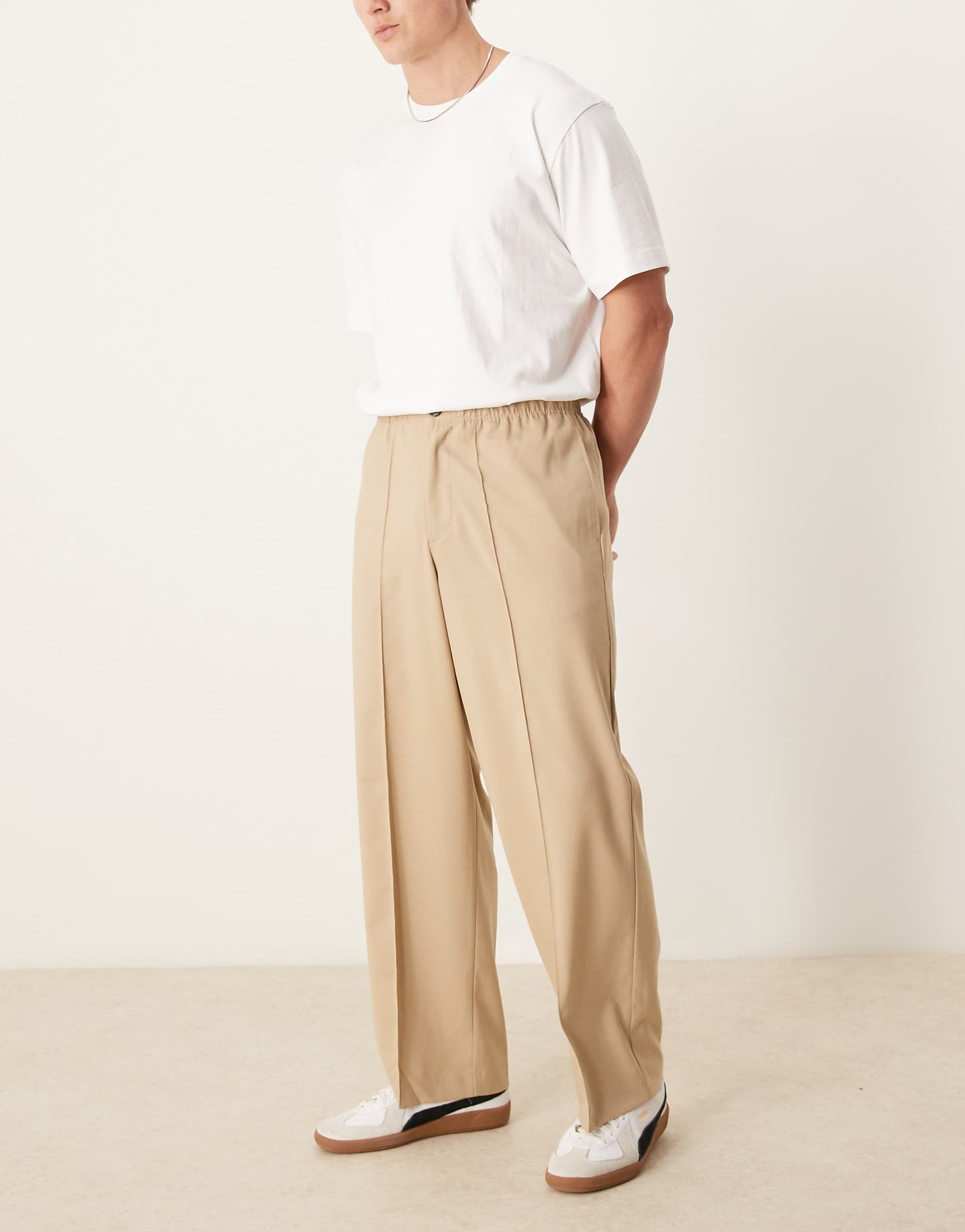 Smart Wide Leg Trousers With Pintucks