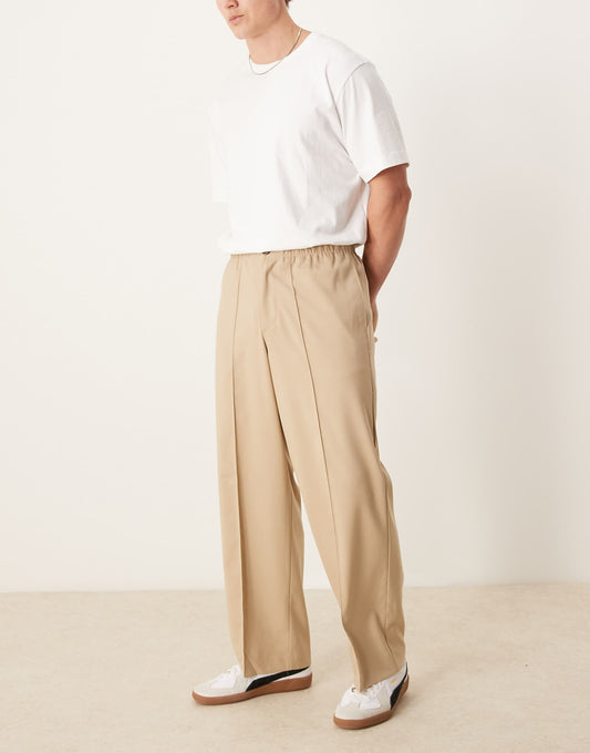 Smart Wide Leg Trousers With Pintucks