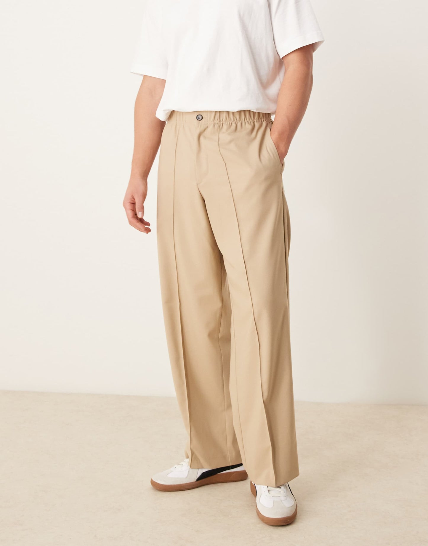 Smart Wide Leg Trousers With Pintucks