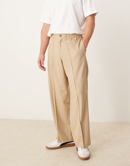 Smart Wide Leg Trousers With Pintucks