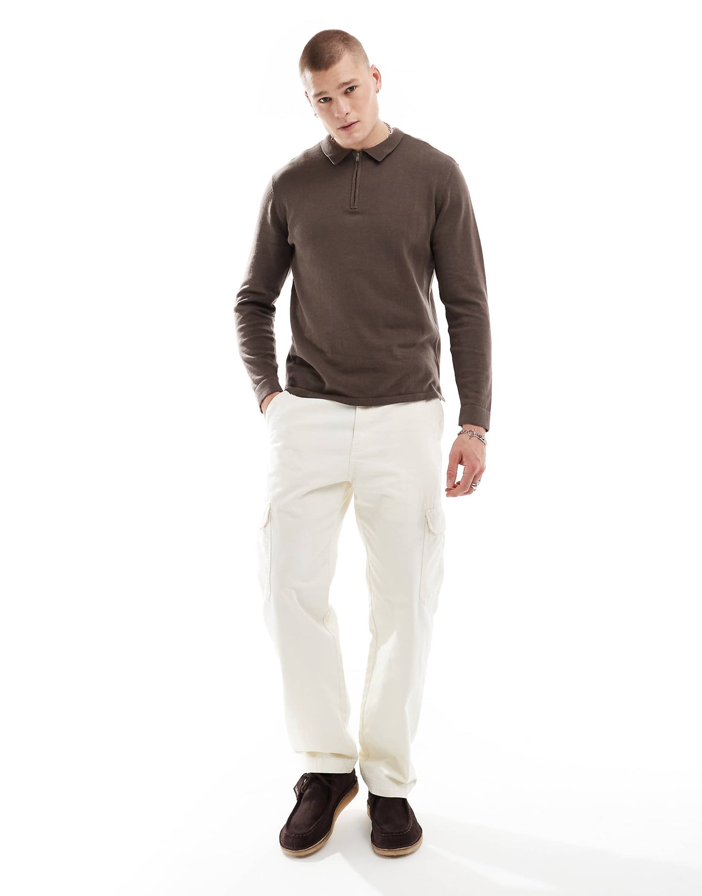 Knitted Long Sleeve Polo Jumper