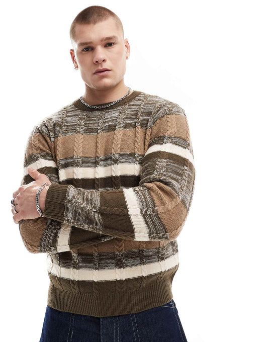 Mix Match Stripe Round Neck Jumper