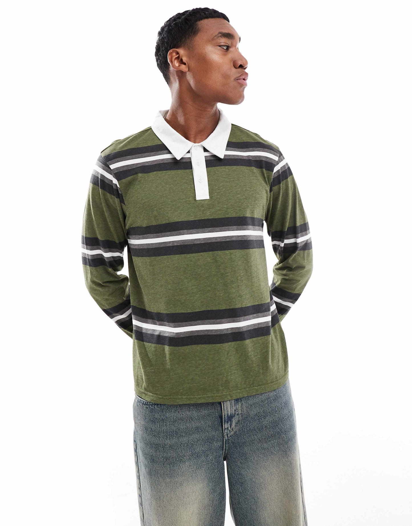 Striped Long Sleeve Polo Shirt