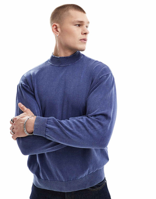 Heavy Acid Wash High Neck Jumper