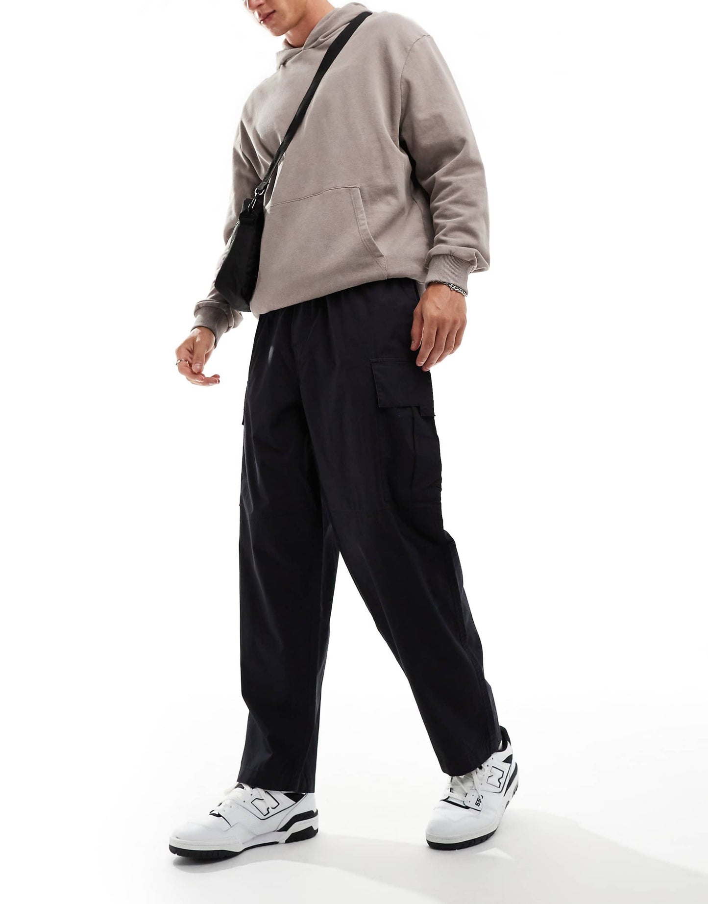 Wide Leg Parachute Cargo Trousers