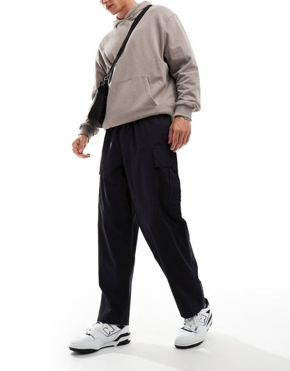 Wide Leg Parachute Cargo Trousers