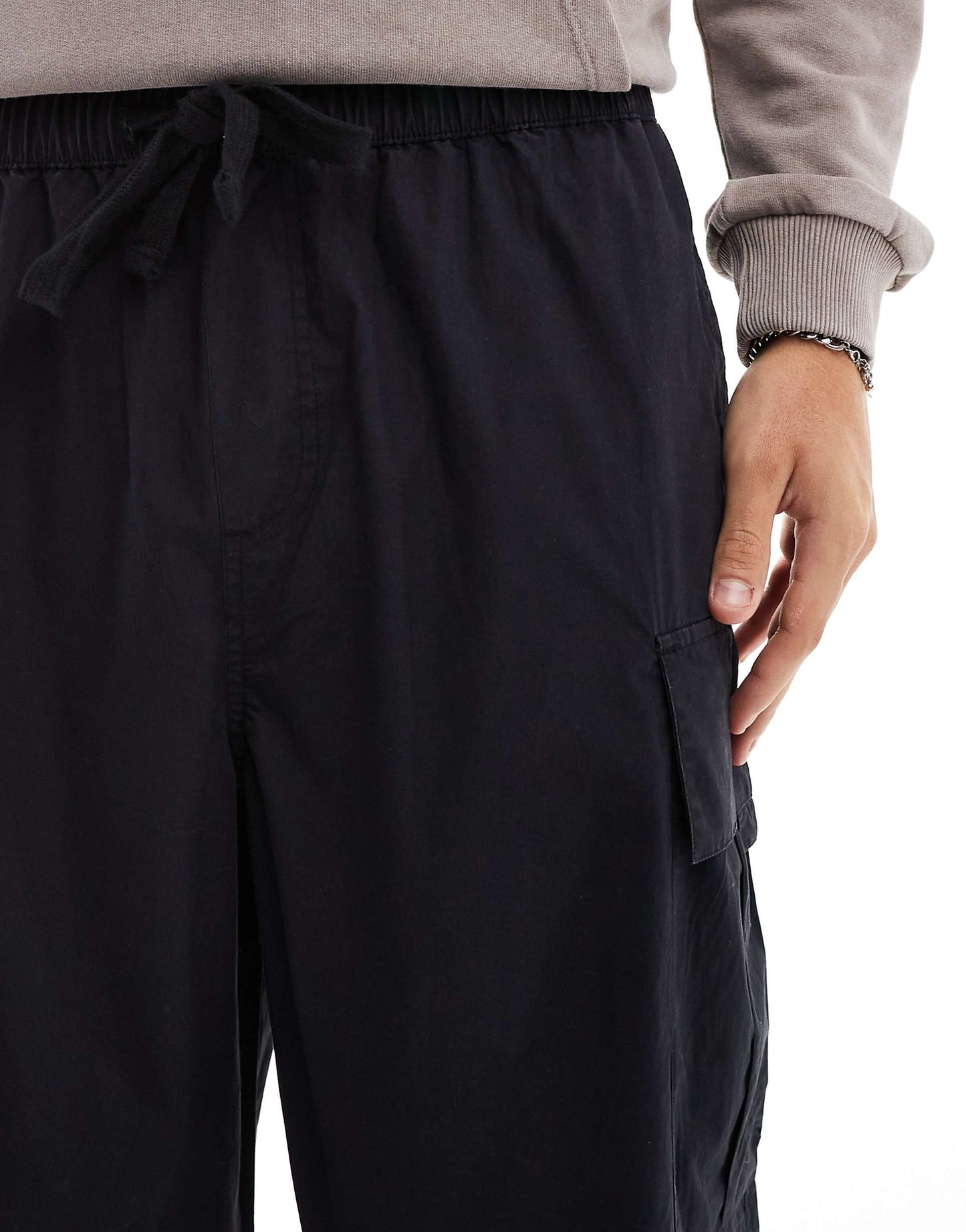 Wide Leg Parachute Cargo Trousers
