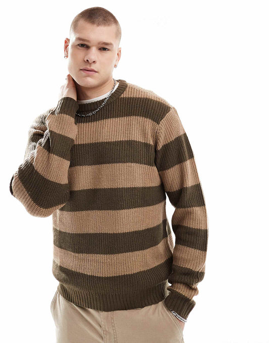 Chunky Stripe Round Neck Jumper