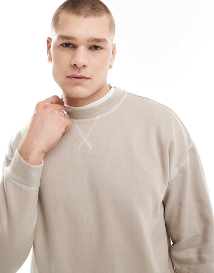 Contrast Stitch Crewneck Sweater