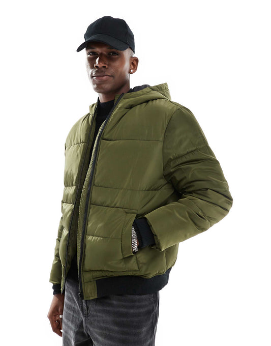 Zip Through Quilted Bomber Jacket