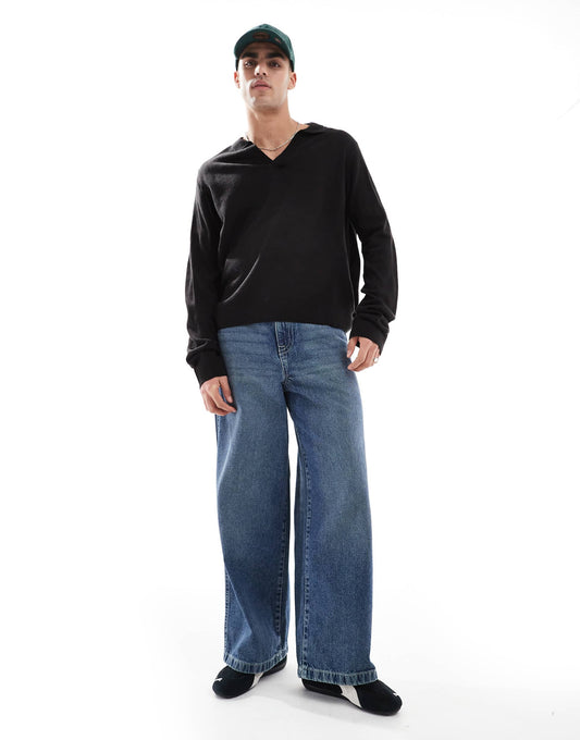 V Neck Long Sleeve Polo Jumper