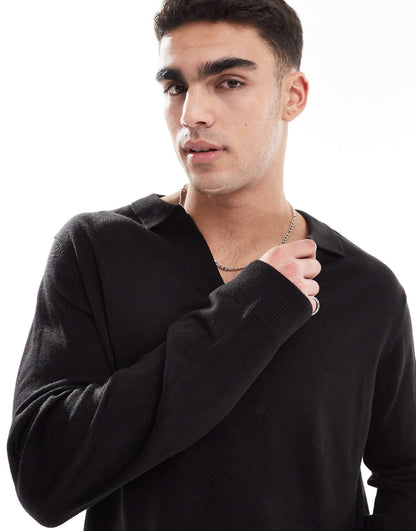 V Neck Long Sleeve Polo Jumper