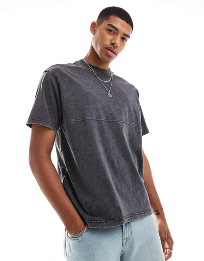 Seam Detail Acid Wash Oversized T-Shirt