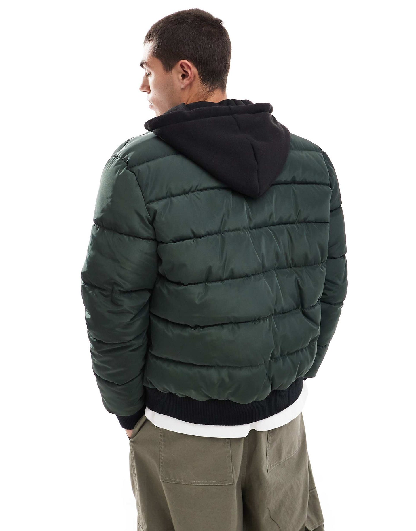 Contrast Hood Quilted Bomber Jacket
