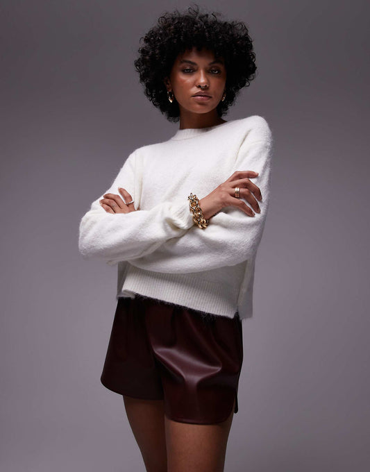 Knitted Crew With Raglan And Exposed Seam Jumper