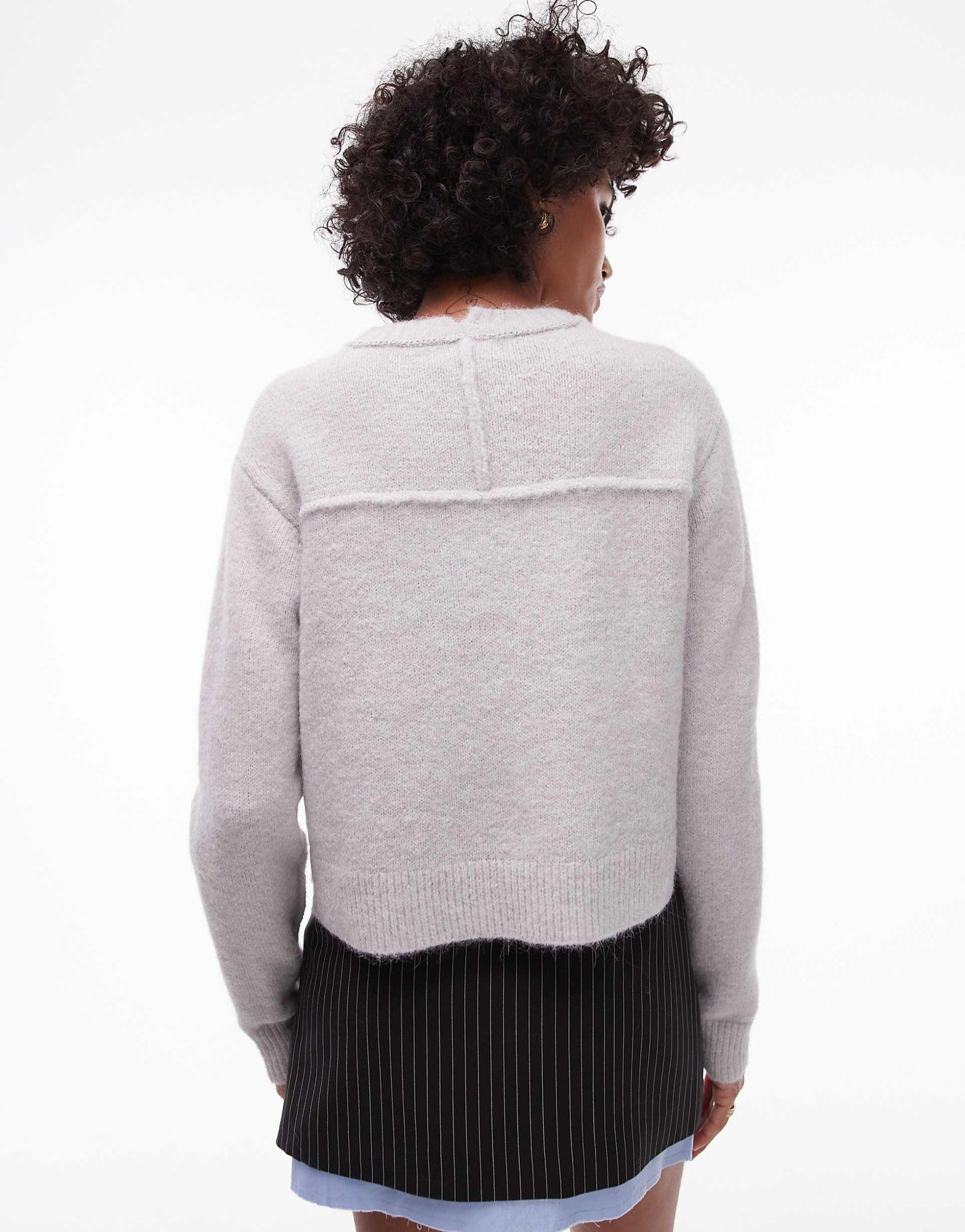 Knitted Crew With Raglan And Exposed Seam Jumper