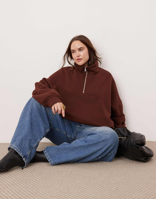 Curve Premium Heavy Weight Half Zip Oversized Sweatshirt