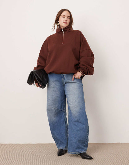 Curve Premium Heavy Weight Half Zip Oversized Sweatshirt