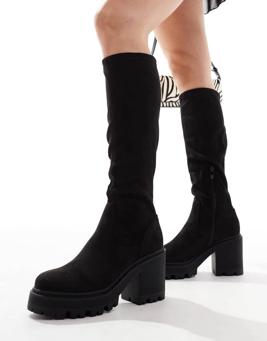 Wide Fit Knee High Chunky Boots