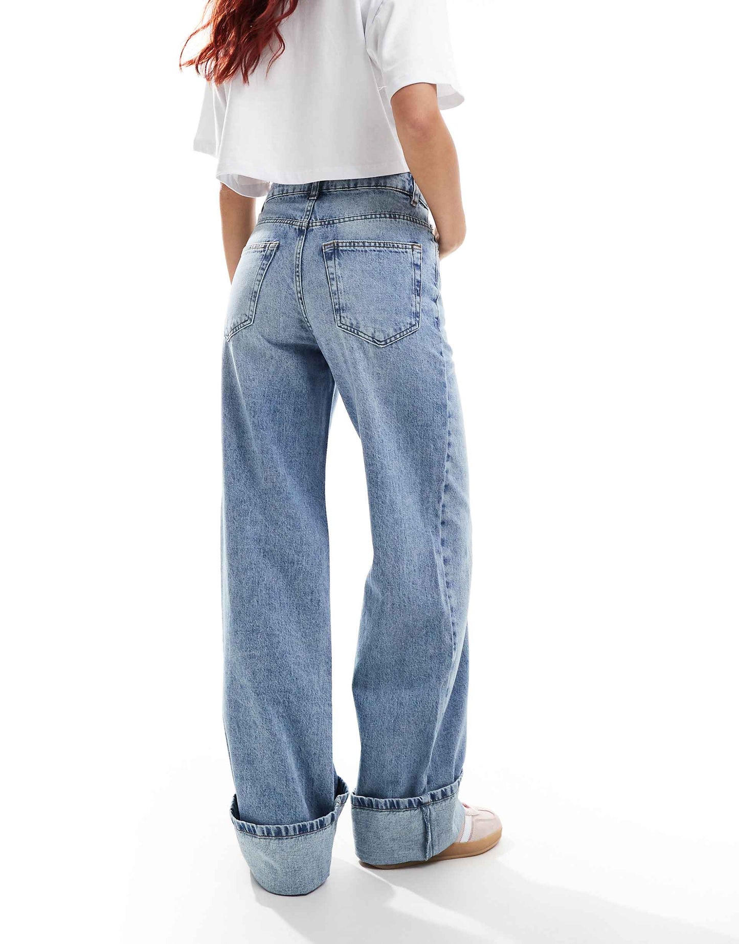 Wide Leg Dad Jeans With Turn Up