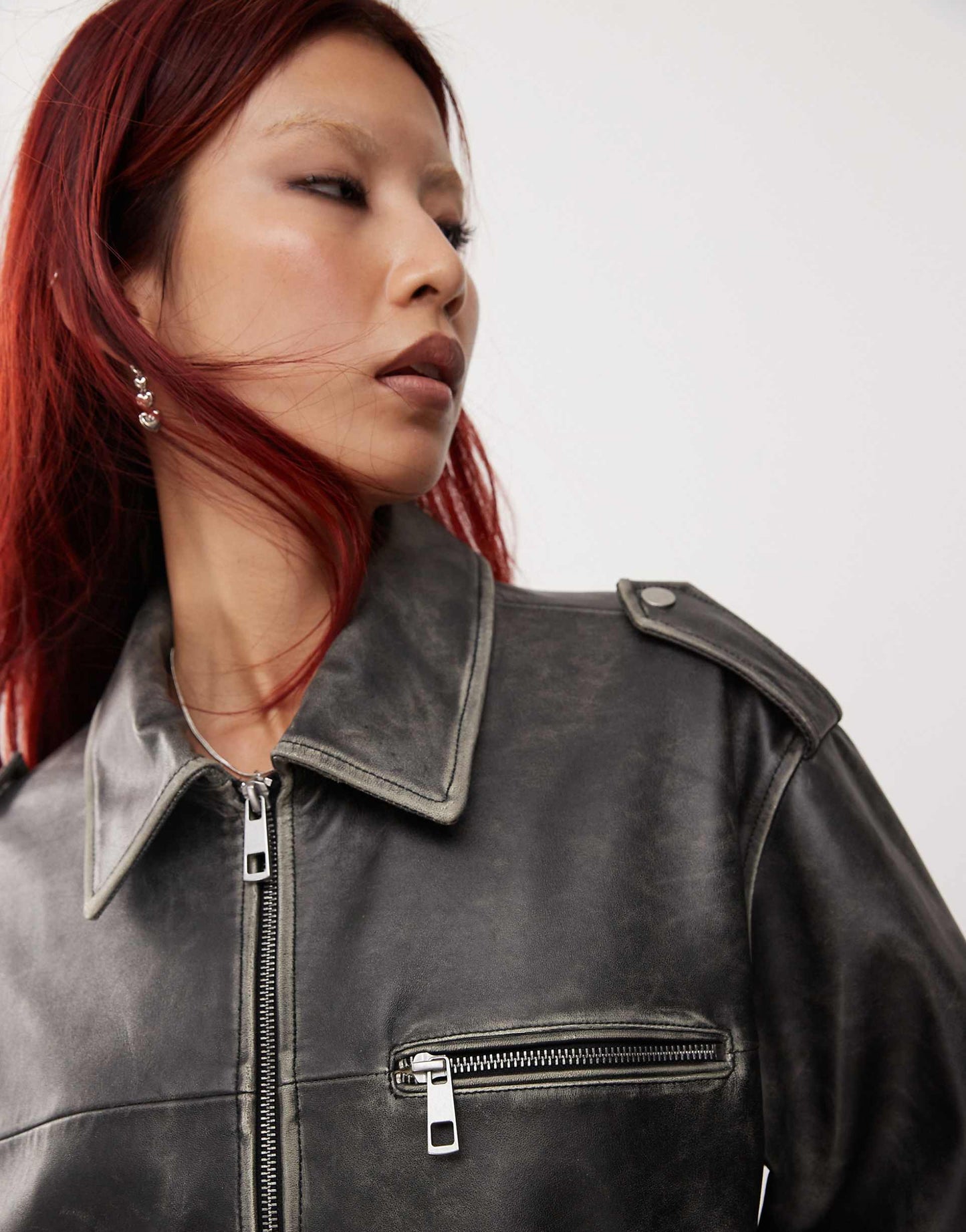 Antique Real Leather Biker Jacket