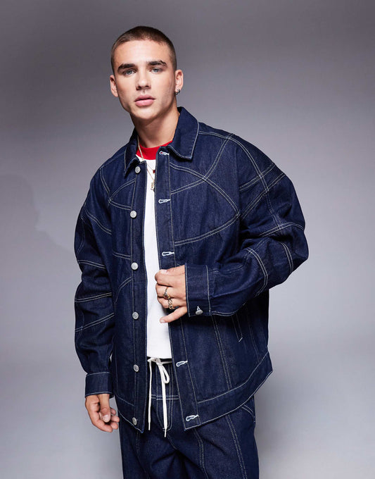 Co-Ord Oversized Denim Jacket With Seam Detail