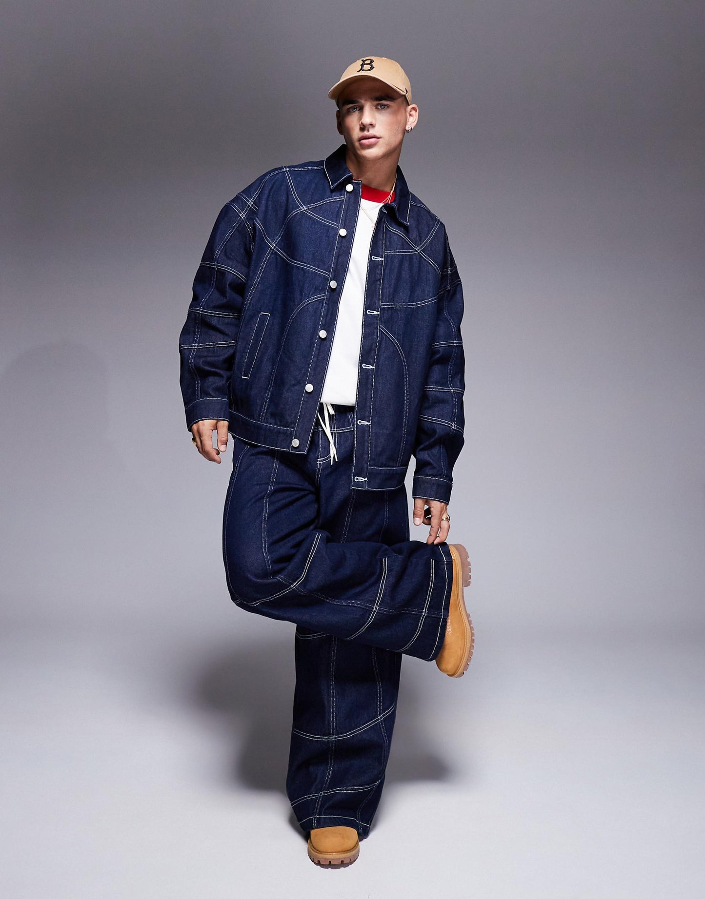 Co-Ord Oversized Denim Jacket With Seam Detail