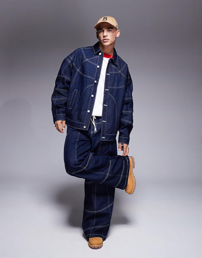 Co-Ord Oversized Denim Jacket With Seam Detail