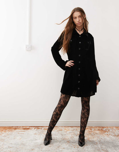 Mini Dress With Long Sleeves And Collar