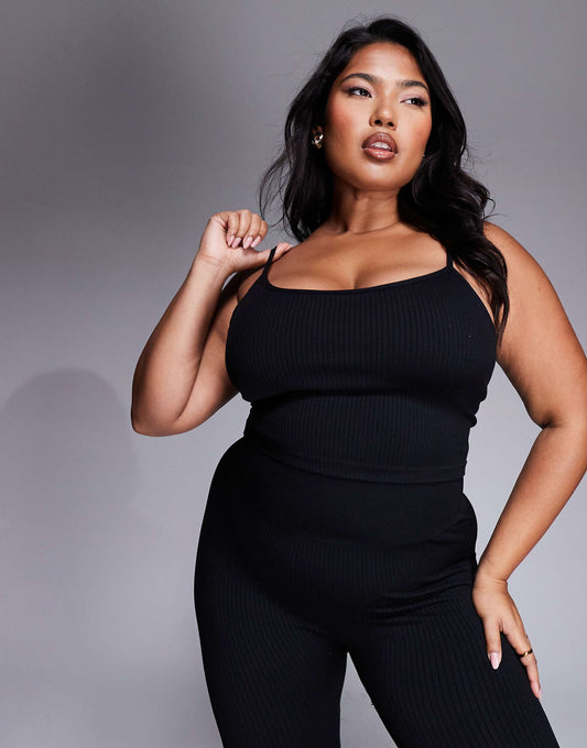 Curve Icon Seamless Rib Yoga Vest With Inner Bra
