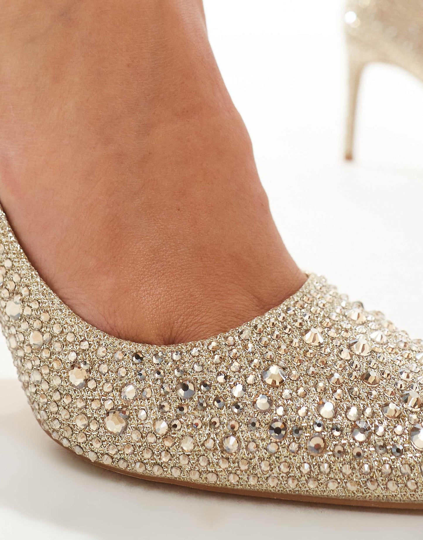 Pointed Court Shoes With Rhinesone Embellishment