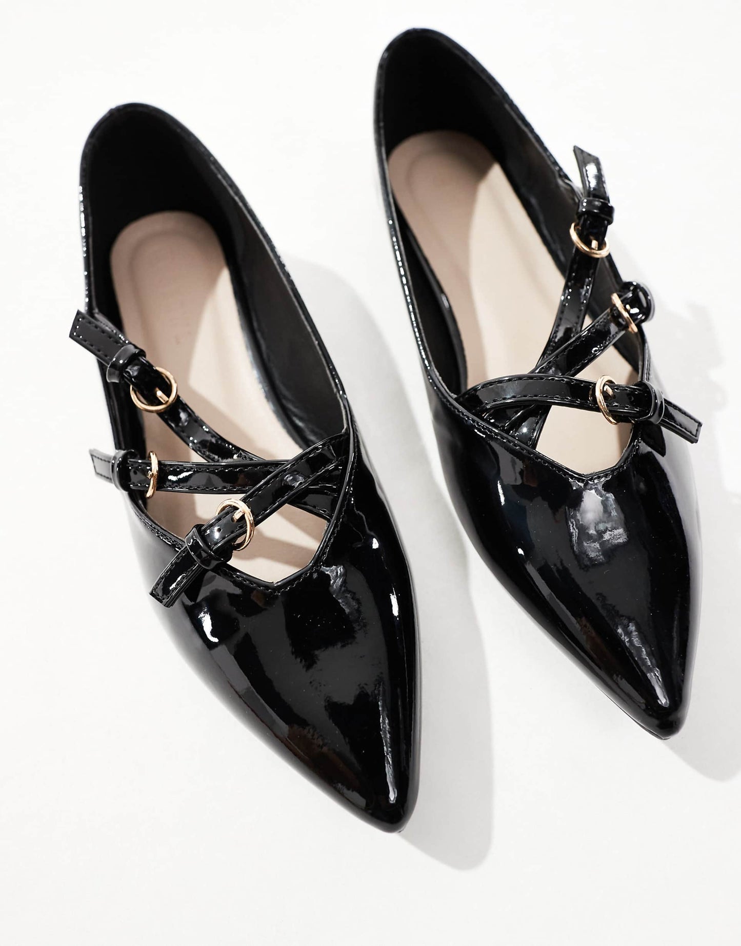 Wide Fit Pointed Strappy Ballet Flats