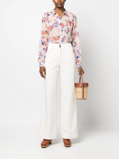 Floral-Print Long-Sleeved Shirt