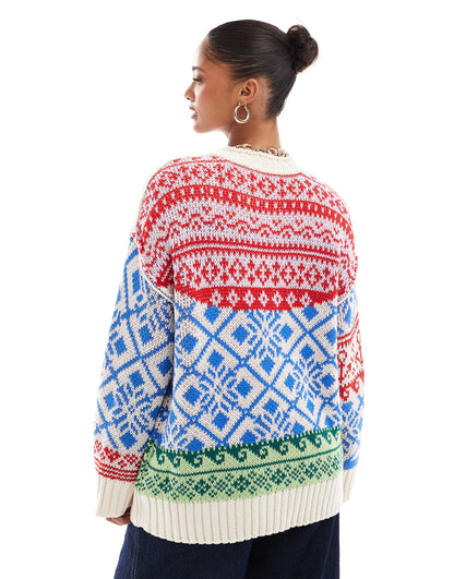 Oversized Patchwork Fairisle Christmas Jumper