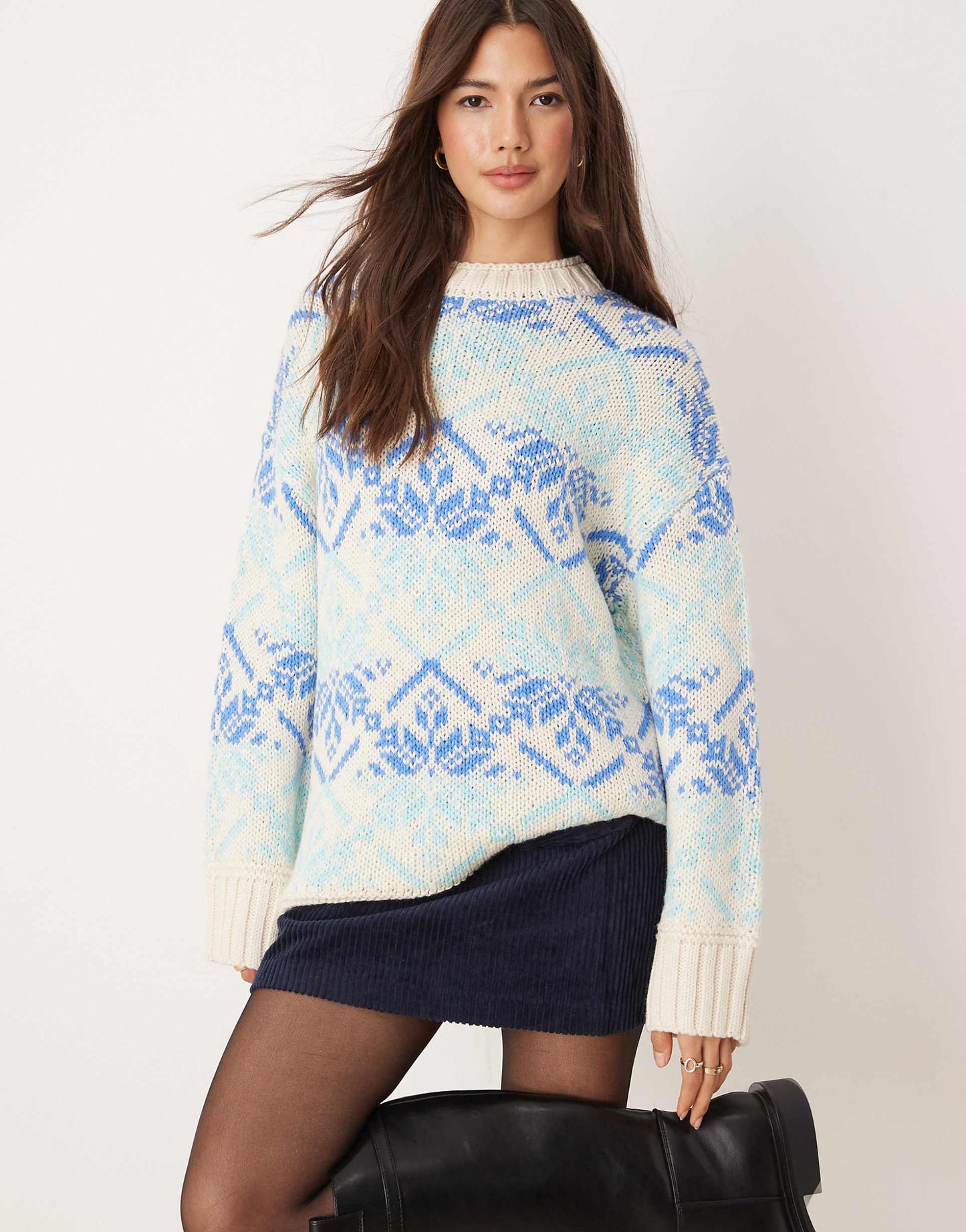 Oversized Fairisle Jumper With Grown On Neck