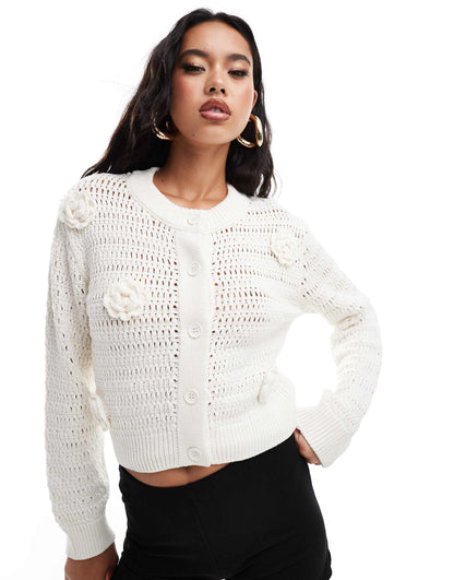 Knitted Crew Neck Cardigan