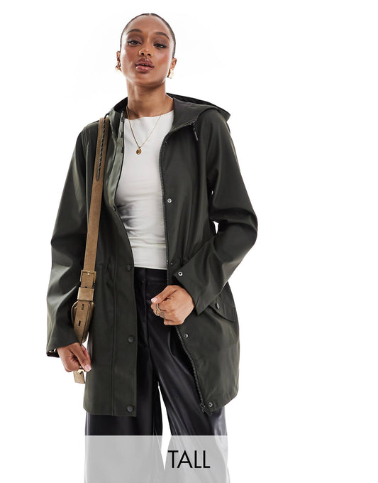 Tall Coated Rain Jacket With Hood