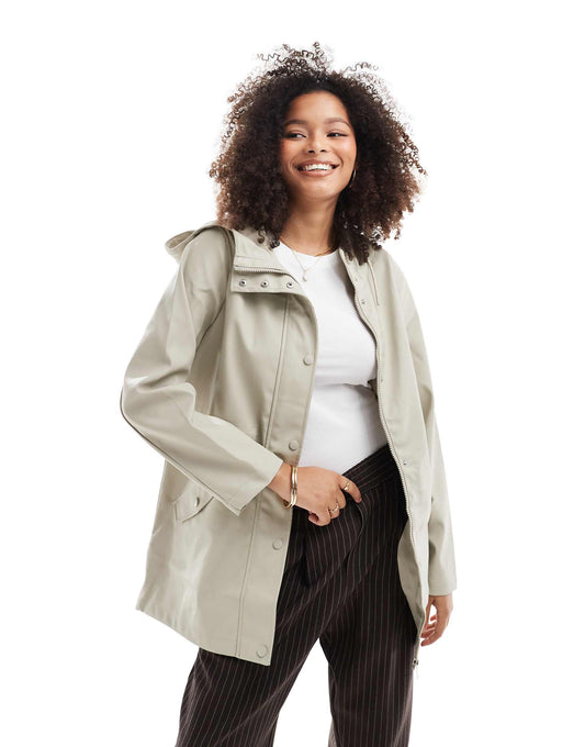 Coated Rain Jacket With Hood