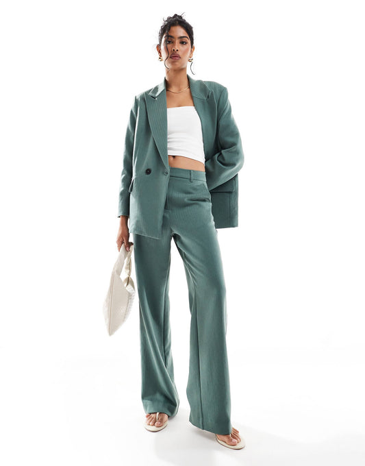 Tailored Herringbone Wide Leg Co-Ord Trousers