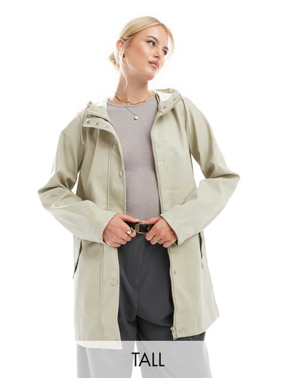 Tall Coated Rain Jacket With Hood