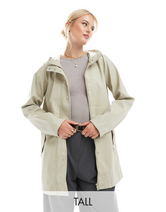 Tall Coated Rain Jacket With Hood