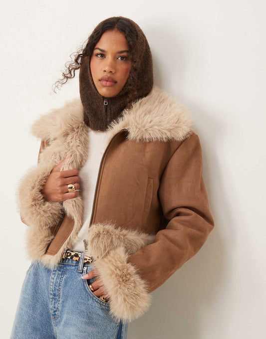 Faux Fur Bonded Faux Fur Jacket