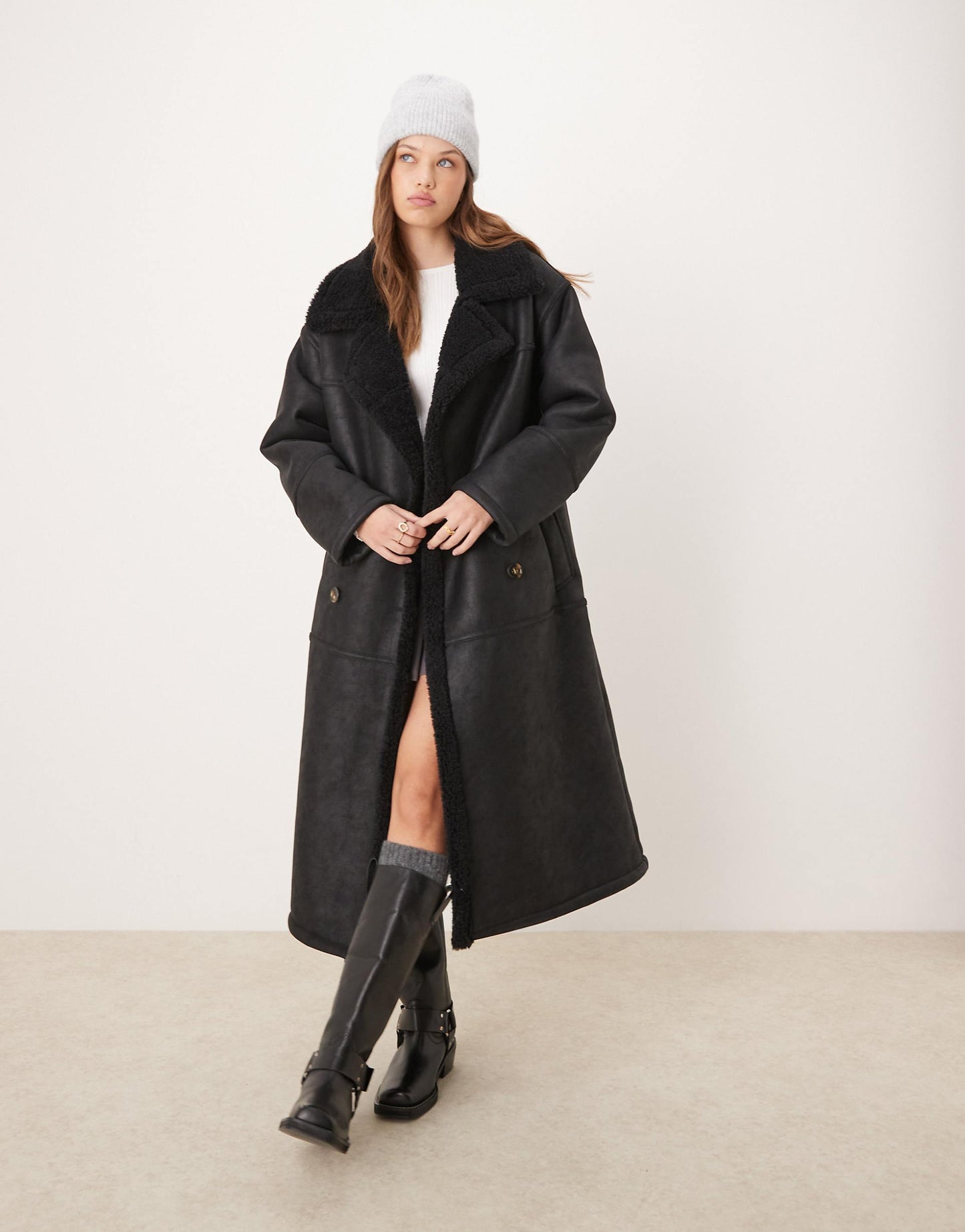 Longline Bonded Borg Trench Coat