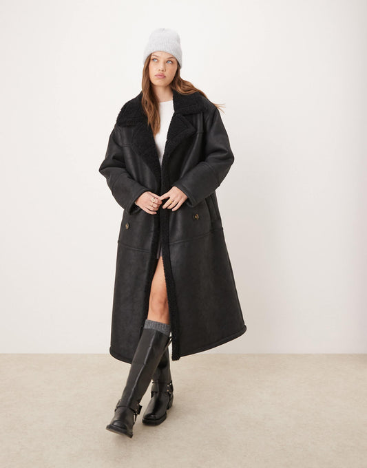 Longline Bonded Borg Trench Coat