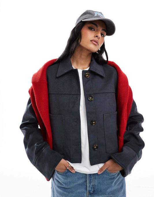 Top Collar Premium Faux Suede Jacket